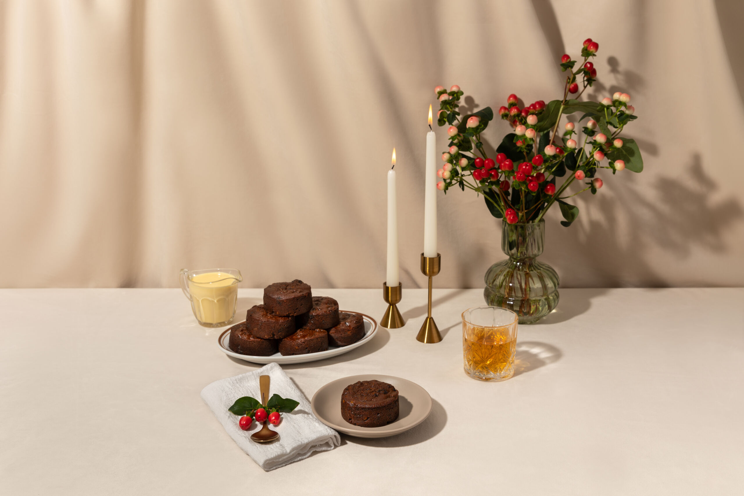 Christmas Pudding - Styled with flowers